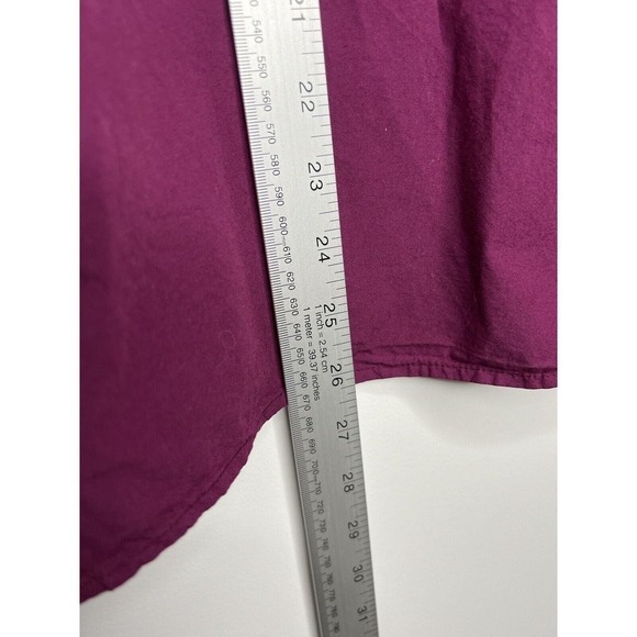 OSKA Top Womens Button Down Blouse Size 1 Small Half Tie Bow Sleeves Purple - Picture 5 of 15